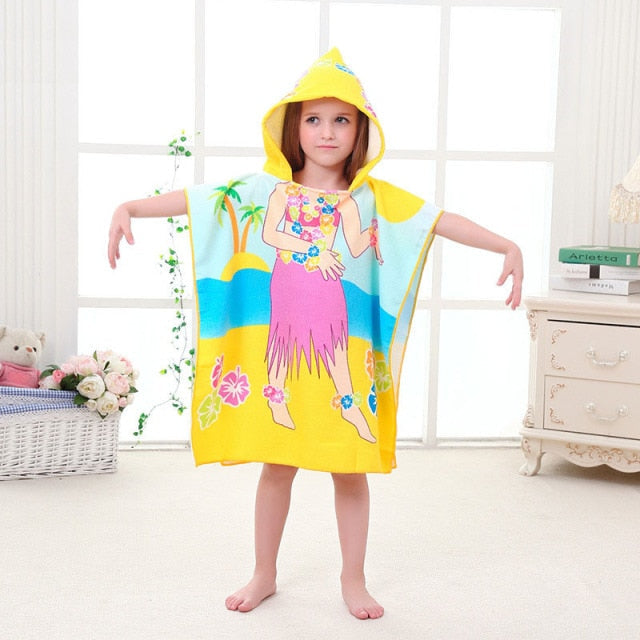 Baby Shower Cap Toddler Hooded Beach Bath Towel Animals Soft Swim Pool Coverup Poncho Cape For Boys Kids Children 1-12 Years Old Bath Robe