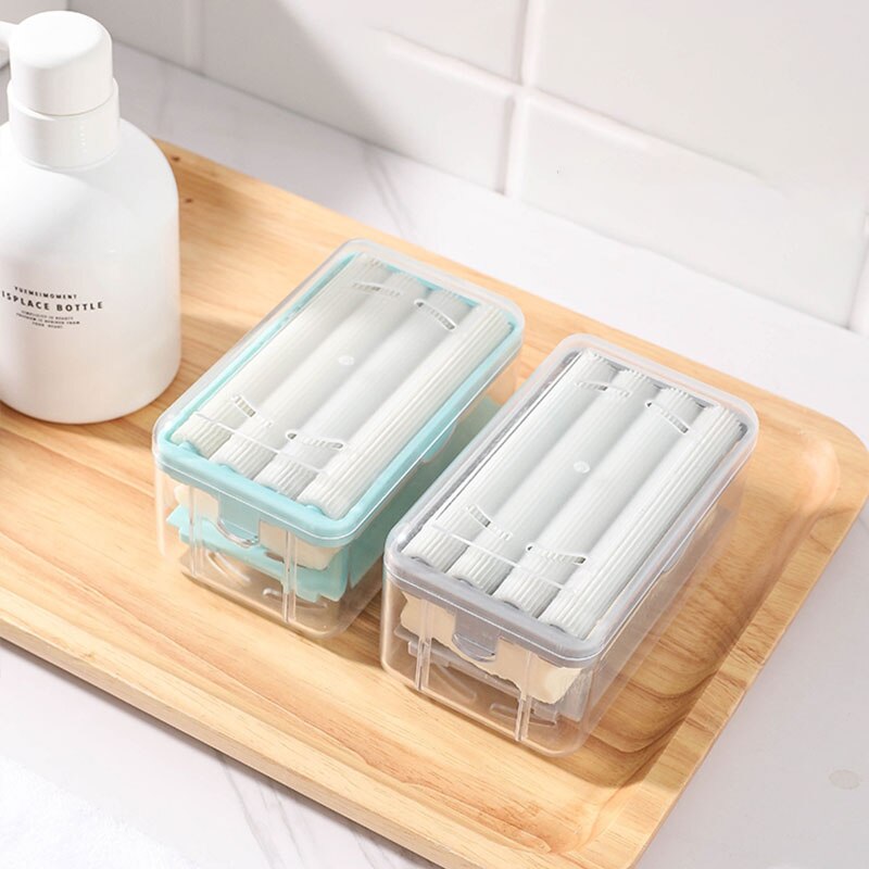 2022 NEW Soap Dish With Spring For Bathroom Creative Soap Box With Cover Soap Holder Dustproof Storage Container With Drain Hole Outdoor Travel Supplies Spring soap box