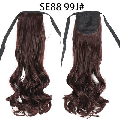 XQHAIR 22 Inch Ponytail Synthetic Hair Extension Long Wavy Wig with Clip Brown Blonde Black Ponytail High Temperature Resistant