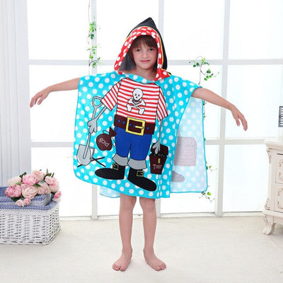 Baby Shower Cap Toddler Hooded Beach Bath Towel Animals Soft Swim Pool Coverup Poncho Cape For Boys Kids Children 1-12 Years Old Bath Robe