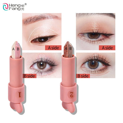 HOT Eyes Makeup Tool Earphone Eyeshadow Sticks Double Color Lazy Cosmetic Set Headphone Eye Shadow Cream Pen Stereo