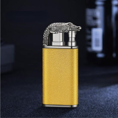 Creative Metal Double Flame Lighter Inflatable Windproof Jet Turbo Cigarette Tiktok Lighter Gas Butane Smoking Gadgets for Men