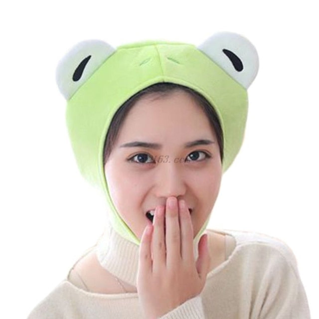 Novelty Funny Big Frog Eyes Cute Cartoon Plush Hat Toy Green Full Headgear Cap Cosplay Costume Party Dress Up Photo PropNovelty