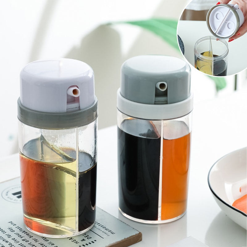 Rotating Two-In-One Seasoning Bottle Leak-Proof Oil Pot Household Plastic Jar Soy Sauce Storage Containers Kitchen Organizer