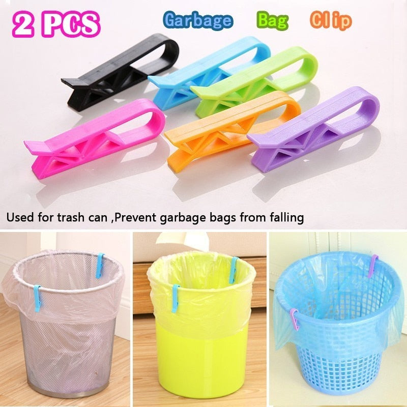 „Äêtrash bag accessoris„Äë2 Pcs Garbage Bag Clip Fixed Waste Bin Package Prevent Falling Rubbish Trash Clamp Simple Kitchen Tool Accessories