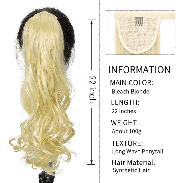 Xnaira Long Syntheti Straigight Wrap Around  Ponytail Fake Hair Pony Tail For Women Clip In Hair Extension High Temperture Fiber