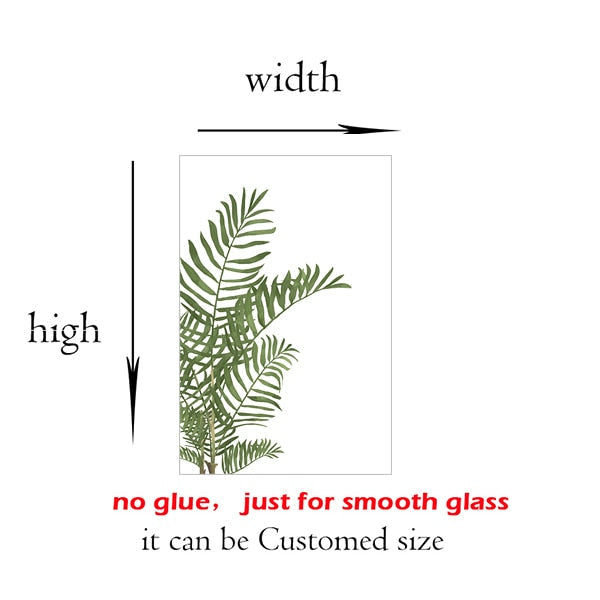 Window Privacy Film Vinyl Glass Sticker Non-Adhesives Window Clings Static Cling Window decor Decal Cactus Plants