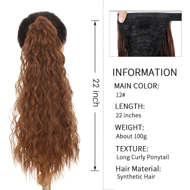 Xnaira Long Syntheti Straigight Wrap Around  Ponytail Fake Hair Pony Tail For Women Clip In Hair Extension High Temperture Fiber