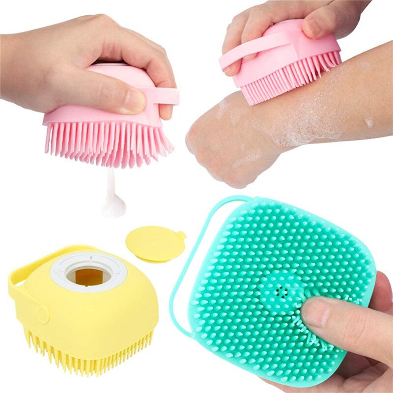 80ml Silicone Massage Exfoliating Bath Shower Brush With Soap Dispenser Body Soft Brush Deep Cleaning for Women Men Children