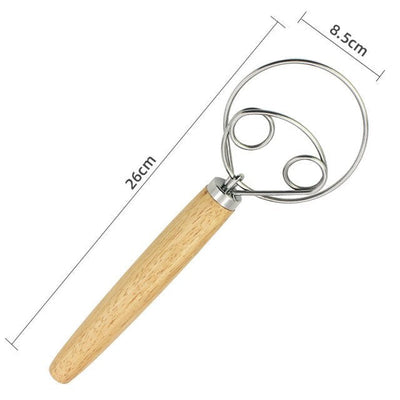 13 inch Danish Dough Whisk Egg Beater Stainless Steel Dutch Bread Dough Mixer DIY Baking Tools Wood Handle Kitchen Gadgets