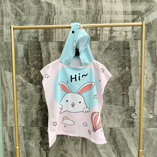 Baby Shower Cap Toddler Hooded Beach Bath Towel Animals Soft Swim Pool Coverup Poncho Cape For Boys Kids Children 1-12 Years Old Bath Robe