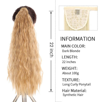 Xnaira Long Syntheti Straigight Wrap Around  Ponytail Fake Hair Pony Tail For Women Clip In Hair Extension High Temperture Fiber