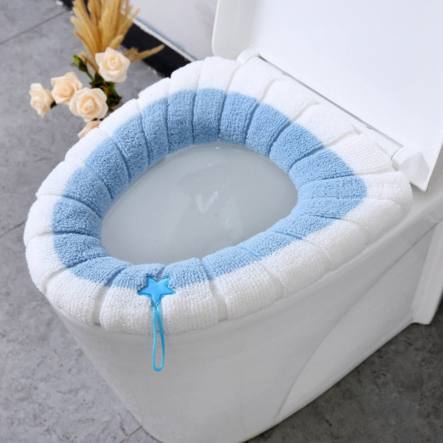 Winter Warm Toilet Seat Cover Closestool Mat Washable Soft O-shape Pad Bidet Cover