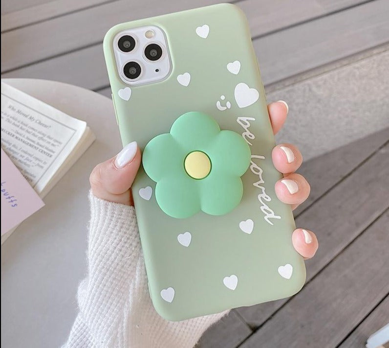 HOT 3D Lovely flower holder stand Soft phone case for iphone 12 Pro Max 12 MiNi 11 Pro Max X XS XR 6S 7 8 plus SE 2020 Cute cover