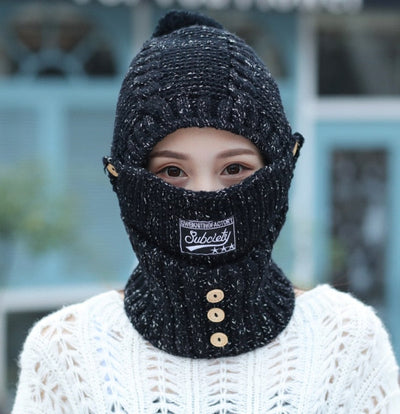 Winter knitted Beanies Hats Women Thick Warm Beanie Skullies Hat Female balaclava Bonnet Beanie Caps Outdoor Riding Sets