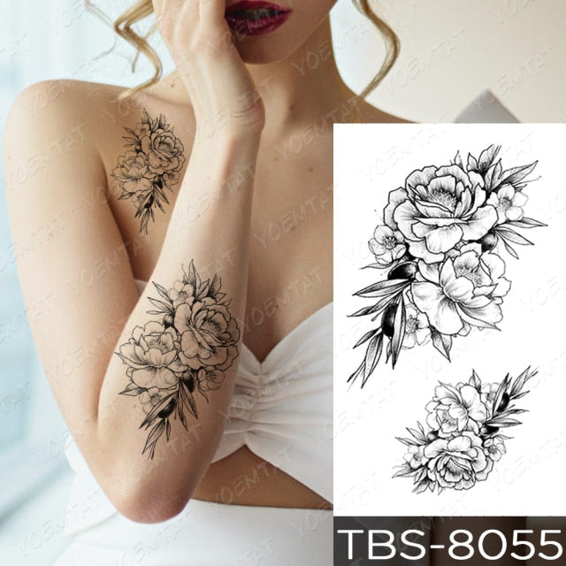 Waterproof Temporary Tattoo Sticker Chest Lace Henna Mandala Flash Tattoos Wolf Diamond Flower Body Art Arm Fake Tatoo Women Men