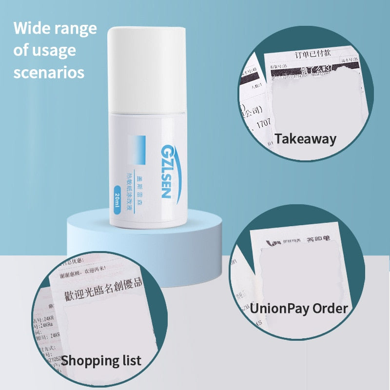 „ÄêPrivacy protection„Äë20ML Thermal Paper Data Protection Fluid Courier Code Eliminator Information Cover Device Leak-proof Protection PVC StickerTSLM1