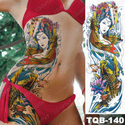 Large Arm Sleeve Tattoo Gun Rose Lion Waterproof Temporary Tatto Sticker Clock Flower Waist Leg Body Art Full Fake Tatoo Women