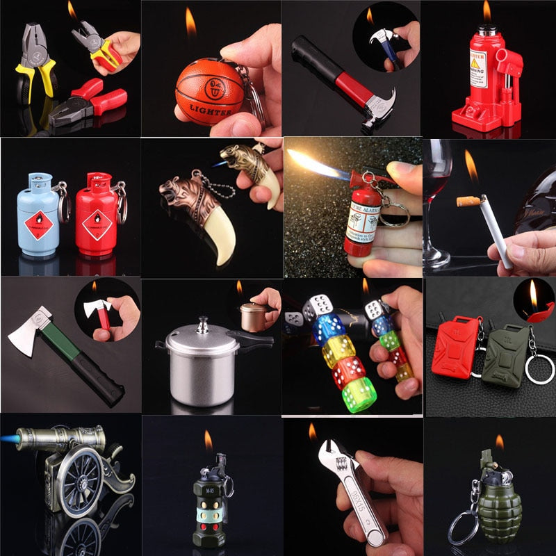 1pcs creative fashion mini metal lighter butane gas inflatable cigarettes tool Funny model smoking gift military