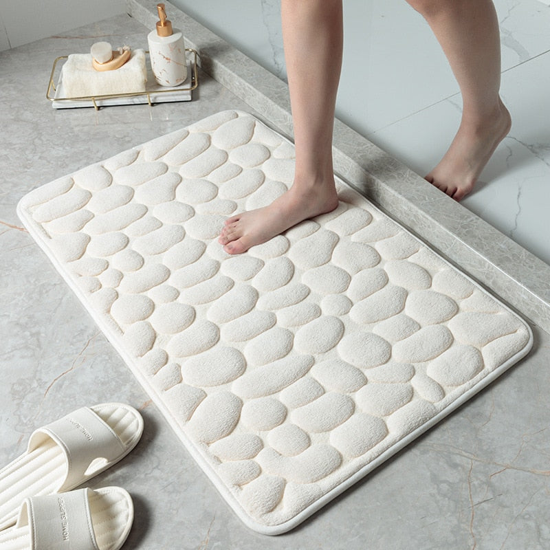 Cobblestone Embossed Bathroom Bath Mat Non-slip Carpets In Wash Basin Bathtub Side Floor Rug Shower Room Doormat Memory Foam Pad