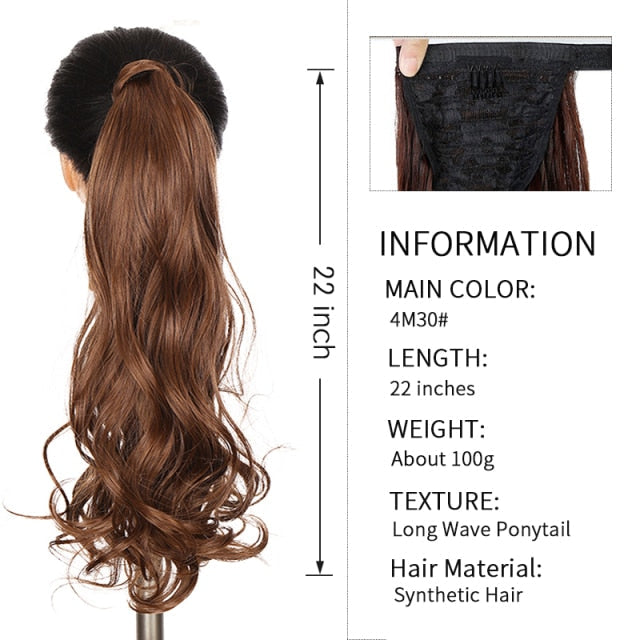 Xnaira Long Syntheti Straigight Wrap Around  Ponytail Fake Hair Pony Tail For Women Clip In Hair Extension High Temperture Fiber