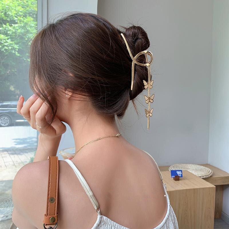 Elegant Claw Clips Metal Hair Accessories Hairpin Back Tassel Shark Clip