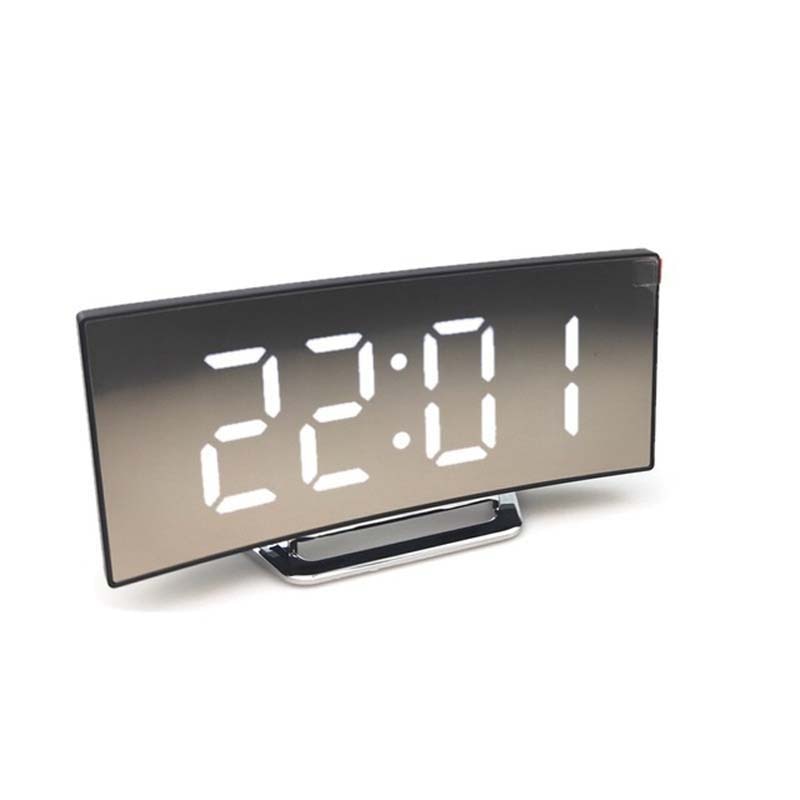 Electronic Alarm Clock Noiseless Design Digital LED Large Display Mirror Power off Memory Function AAA Not Batteries Glow Clock