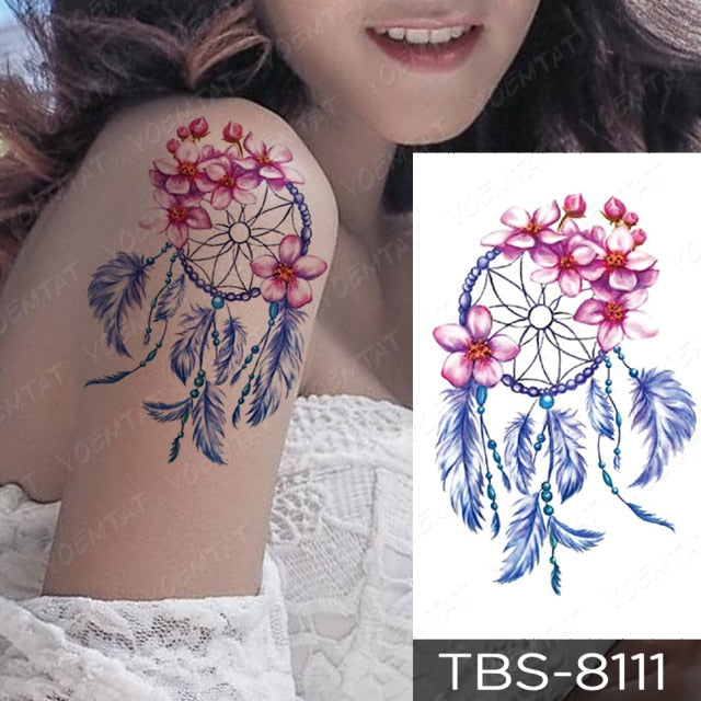 Waterproof Temporary Tattoo Sticker Chest Lace Henna Mandala Flash Tattoos Wolf Diamond Flower Body Art Arm Fake Tatoo Women Men