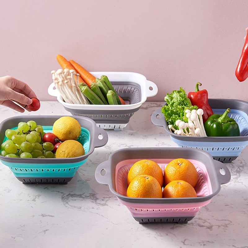 Kitchen Folding Drainer Storag Basket Folding Strainer Fruit Vegetable Drain Device Foldable Colander Kitchen Utensils Organzier