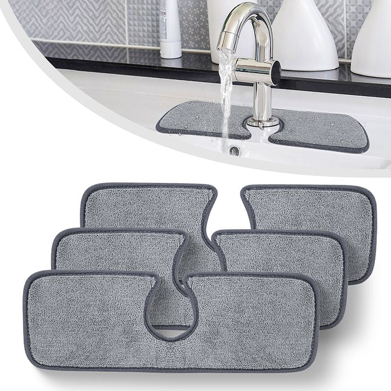 Faucet Wraparound Absorbent Mat Sink Splash Guard Microfiber Faucet Splash Catcher Water Drying Pads for Kitchen Bathroom And RV