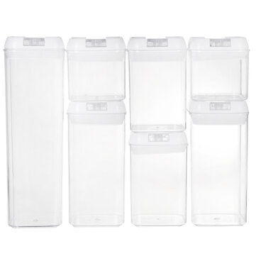 7PCS Airtight Stackable Dry Food Storage Container Cereal Transparent