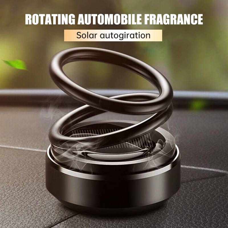 Solar Power Automatic Rotation Perfume Air Freshener Car Interior Decor Double Ring Magnetic Suspension Aromatherapy Diffuser