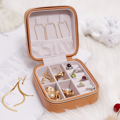 10*10*5cm Portable Jewelry Box Jewelry Organizer Display Travel Jewelry Case Boxes Leather Storage