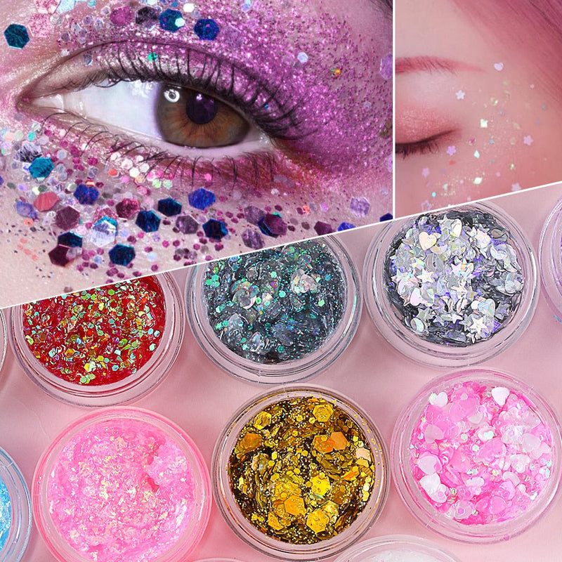 1PC Hot Sale Fashion Holographic Eyeshadow Sequins Gel Hair Lips Makeup Eye Eyebrow Shimmer Glitter Decoration Portable Cosmetic