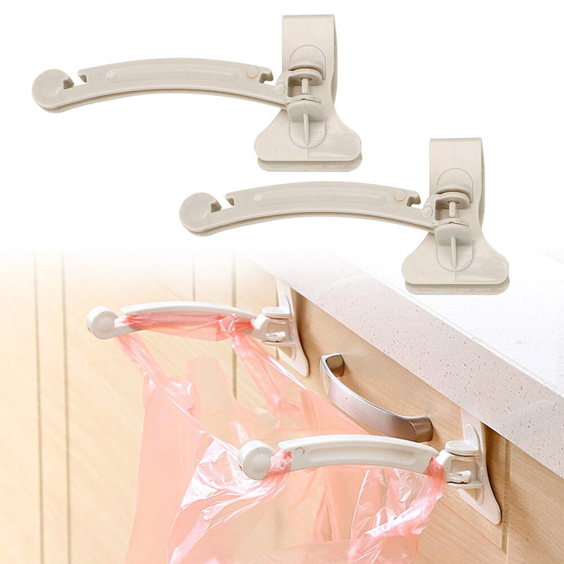 2 Pcs/Pack Plastic Trash Hanger Racks For Storage Bag Garbage Bags Hooks Cupboard Door Kitchen Cabinet Hanging Holder