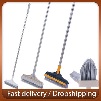 2 in 1 Floor Brush Scrub Brush with Adjustable Stainless Metal Long Handle