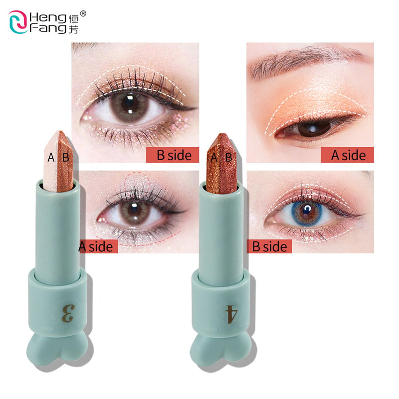 HOT Eyes Makeup Tool Earphone Eyeshadow Sticks Double Color Lazy Cosmetic Set Headphone Eye Shadow Cream Pen Stereo