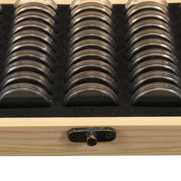 Round Coin Display Wood Storage Box