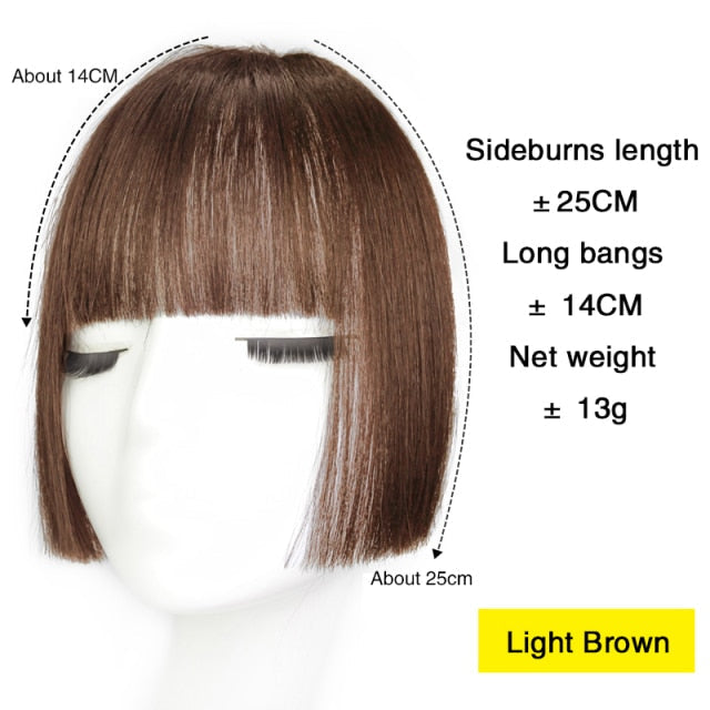 False Bangs Synthetic hair Bangs Hair ExtensionHigh Temperature fiber wigs Fake Fringe Natural hair clip on bangs Light Brown