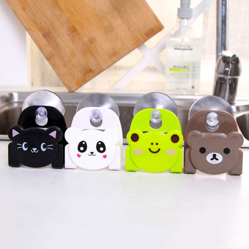 Lovely Good Quality Cartoon Dish Cloth Sponge Holder With Suction Cup Home Decor Dinning Room Kitchen Accessories Organizer!