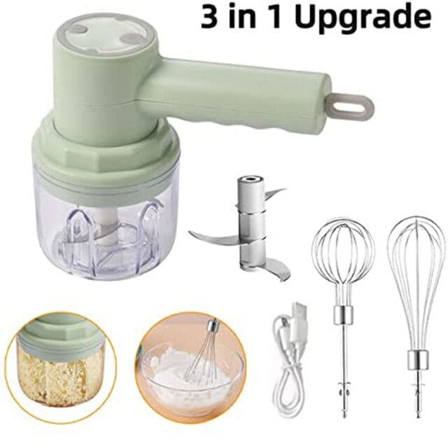 3 In 1 Electric Blender USB Rechargeable Kitchen Food Mixer Masher