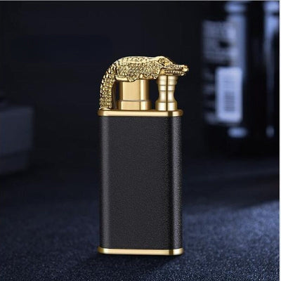 Creative Metal Double Flame Lighter Inflatable Windproof Jet Turbo Cigarette Tiktok Lighter Gas Butane Smoking Gadgets for Men