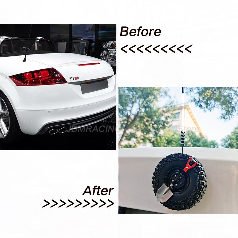 Car Spare Tire shape Car Tail Decor Car Wheel Mast Whip Stereo Radio personality cars Stickers Exterior Car Accessories Ornament