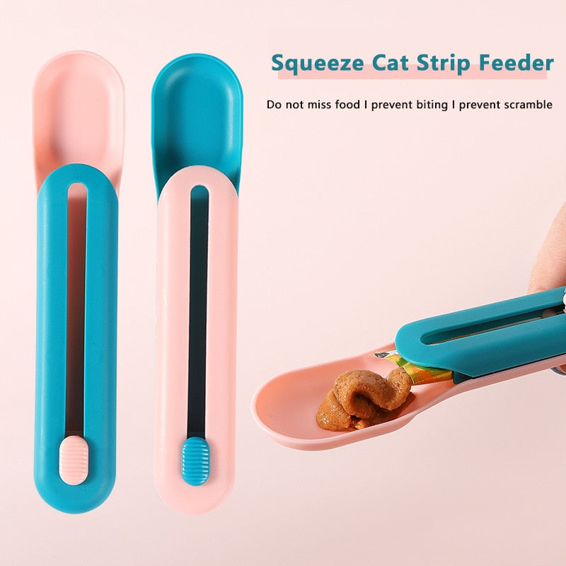 Pet Feeding Spoon Cat Strip Squeezer Puppy Kitty Liquid Food Feeder Multi Use Mini Pet Can Opener Eating Supplies Puppy Cats