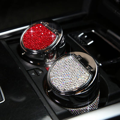 Storage Cup Creative Multifunctional with Cover Rhinestone Ashtray Holder for Car Great Gift for Women Girls