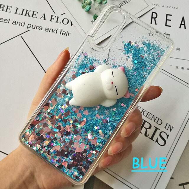 3D Cat gift Soft silicon phone case For huawei P20 Lite P30 Pro P30 Lite Mate 30 Lit Case Liquid Quicksand Glitter Silicone Case  Cover Coque