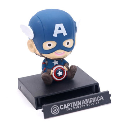 Shake Bobble Head Phone Holder Bracket PVC Action Figure Jack  Demon Slayer SuperHero Captain American Hulk Car Toys