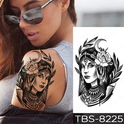 Waterproof Temporary Tattoo Sticker Chest Lace Henna Mandala Flash Tattoos Wolf Diamond Flower Body Art Arm Fake Tatoo Women Men