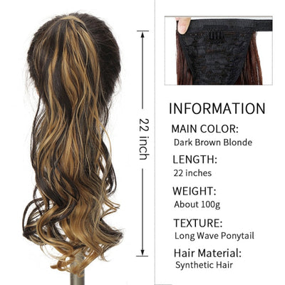 Xnaira Long Syntheti Straigight Wrap Around  Ponytail Fake Hair Pony Tail For Women Clip In Hair Extension High Temperture Fiber