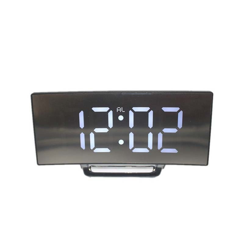 Electronic Alarm Clock Noiseless Design Digital LED Large Display Mirror Power off Memory Function AAA Not Batteries Glow Clock